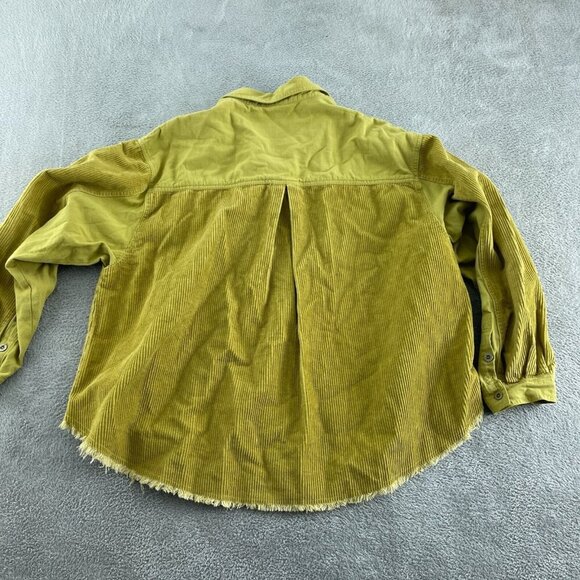 Thread & Supply Gold Corduroy Button-Up Shirt W/ Frayed Hem Medium 2034 - Picture 2 of 9